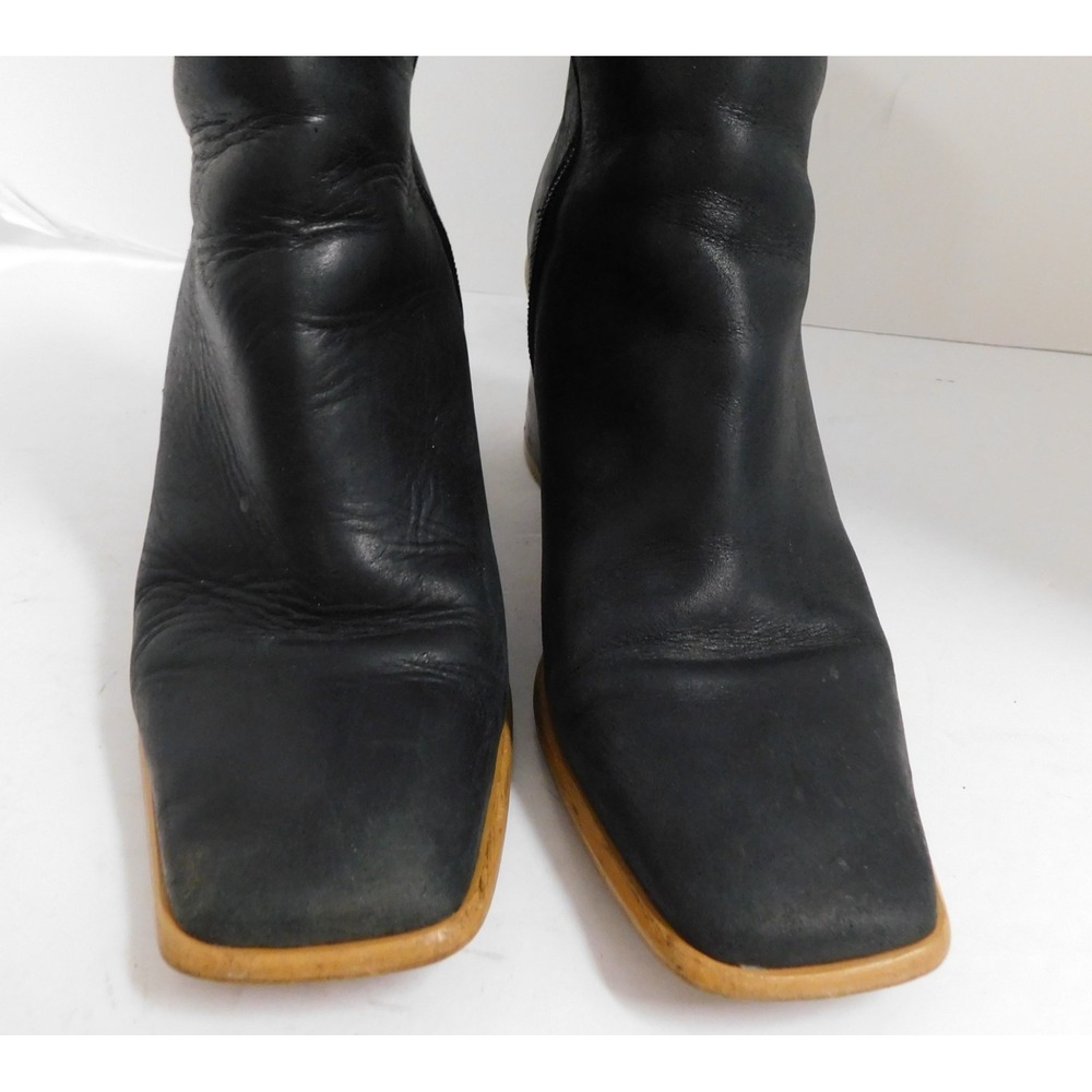 Alohas West Vintage Black Leather Square Toe Ankle Boots $345rt sz 38 - Picture 5 of 10